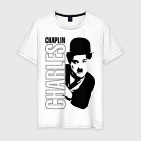 Мужская футболка хлопок с принтом Чарльз Чаплин в Екатеринбурге, 100% хлопок | прямой крой, круглый вырез горловины, длина до линии бедер, слегка спущенное плечо. | кино | котелок | чаплин | чарли
