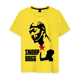 Мужская футболка хлопок с принтом Snoop Dogg в Екатеринбурге, 100% хлопок | прямой крой, круглый вырез горловины, длина до линии бедер, слегка спущенное плечо. | dogg | snoop | дог | снуп