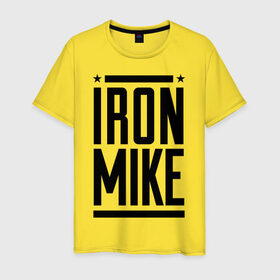 Мужская футболка хлопок с принтом Iron Mike в Екатеринбурге, 100% хлопок | прямой крой, круглый вырез горловины, длина до линии бедер, слегка спущенное плечо. | iron | mike | бокс | железный | замбидис | майк | чемпион