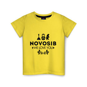 Детская футболка хлопок с принтом Novosib в Екатеринбурге, 100% хлопок | круглый вырез горловины, полуприлегающий силуэт, длина до линии бедер | novosib | nsk | бабалайка | город | день города | любовь | матрешка | медведь | новосибирск | нск | сибирь