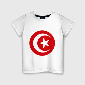 Детская футболка хлопок с принтом Тунис в Екатеринбурге, 100% хлопок | круглый вырез горловины, полуприлегающий силуэт, длина до линии бедер | Тематика изображения на принте: звезда | полумесяц | тунис | флаг