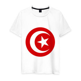 Мужская футболка хлопок с принтом Тунис в Екатеринбурге, 100% хлопок | прямой крой, круглый вырез горловины, длина до линии бедер, слегка спущенное плечо. | звезда | полумесяц | тунис | флаг
