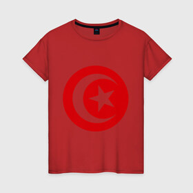 Женская футболка хлопок с принтом Тунис в Екатеринбурге, 100% хлопок | прямой крой, круглый вырез горловины, длина до линии бедер, слегка спущенное плечо | звезда | полумесяц | тунис | флаг