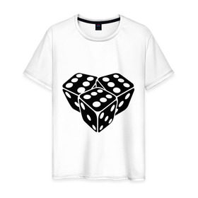Мужская футболка хлопок с принтом Игральные кубики в Екатеринбурге, 100% хлопок | прямой крой, круглый вырез горловины, длина до линии бедер, слегка спущенное плечо. | игральные кости | кубик