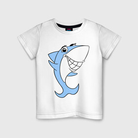 Детская футболка хлопок с принтом Акула девочка в Екатеринбурге, 100% хлопок | круглый вырез горловины, полуприлегающий силуэт, длина до линии бедер | акула | девочка | милая | улыбка