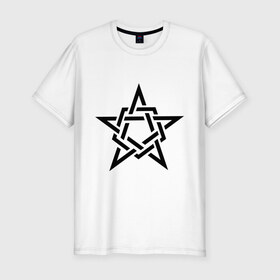Мужская футболка премиум с принтом Звезда в стиле кельтских узоров в Екатеринбурге, 92% хлопок, 8% лайкра | приталенный силуэт, круглый вырез ворота, длина до линии бедра, короткий рукав | звезда | кельт | стиль | узор
