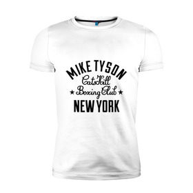 Мужская футболка премиум с принтом Mike Tyson CatsKill Boxing Club в Екатеринбурге, 92% хлопок, 8% лайкра | приталенный силуэт, круглый вырез ворота, длина до линии бедра, короткий рукав | boxing | catskill | club | mike | new | tyson | york | бокс | йорк | клуб | майк | нью | тайсон