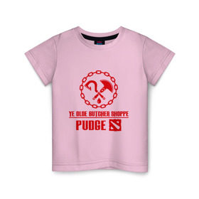 Детская футболка хлопок с принтом Hook Pudge Dota2 в Екатеринбурге, 100% хлопок | круглый вырез горловины, полуприлегающий силуэт, длина до линии бедер | butcher | chain | dota | hook | pudgee | shoppe | дота | крюк | мясник | пудж | цепь