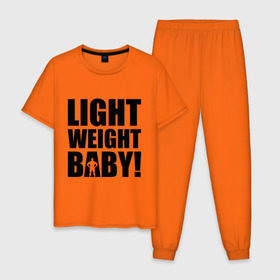 Мужская пижама хлопок с принтом Light weight babby в Екатеринбурге, 100% хлопок | брюки и футболка прямого кроя, без карманов, на брюках мягкая резинка на поясе и по низу штанин
 | baby | light | weight | вес | детка | крошка | легкий