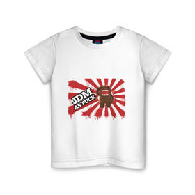 Детская футболка хлопок с принтом DOMO-JDM в Екатеринбурге, 100% хлопок | круглый вырез горловины, полуприлегающий силуэт, длина до линии бедер | domo kun | jdm | street racing | style | автотюнинг | домо кун | домокун | японские авто