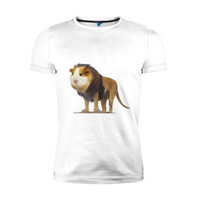 Мужская футболка премиум с принтом Свинолев в Екатеринбурге, 92% хлопок, 8% лайкра | приталенный силуэт, круглый вырез ворота, длина до линии бедра, короткий рукав | swag | лев | морская | свинка | свэг