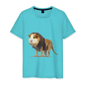 Мужская футболка хлопок с принтом Свинолев в Екатеринбурге, 100% хлопок | прямой крой, круглый вырез горловины, длина до линии бедер, слегка спущенное плечо. | swag | лев | морская | свинка | свэг