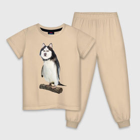 Детская пижама хлопок с принтом Хаскогвин в Екатеринбурге, 100% хлопок |  брюки и футболка прямого кроя, без карманов, на брюках мягкая резинка на поясе и по низу штанин
 | пингвин