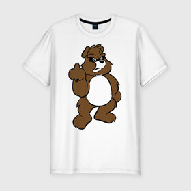 Мужская футболка премиум с принтом Сердитый мишка в Екатеринбурге, 92% хлопок, 8% лайкра | приталенный силуэт, круглый вырез ворота, длина до линии бедра, короткий рукав | злой | медведь | мишка | сердитый