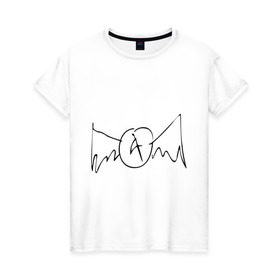 Женская футболка хлопок с принтом Aerosmith (draw logo) в Екатеринбурге, 100% хлопок | прямой крой, круглый вырез горловины, длина до линии бедер, слегка спущенное плечо | Тематика изображения на принте: aerosmith | draw | logo | логотип | рисованный