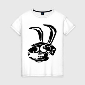Женская футболка хлопок с принтом Дохлый кролик в Екатеринбурге, 100% хлопок | прямой крой, круглый вырез горловины, длина до линии бедер, слегка спущенное плечо | скелет