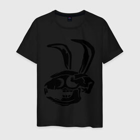 Мужская футболка хлопок с принтом Дохлый кролик в Екатеринбурге, 100% хлопок | прямой крой, круглый вырез горловины, длина до линии бедер, слегка спущенное плечо. | Тематика изображения на принте: скелет