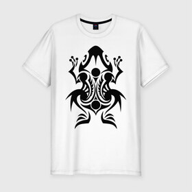 Мужская футболка премиум с принтом Лягушка тату в Екатеринбурге, 92% хлопок, 8% лайкра | приталенный силуэт, круглый вырез ворота, длина до линии бедра, короткий рукав | жаба | земноводное | лягушка | тату | трайбл