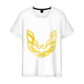 Мужская футболка хлопок с принтом Золотой феникс в Екатеринбурге, 100% хлопок | прямой крой, круглый вырез горловины, длина до линии бедер, слегка спущенное плечо. | крылья