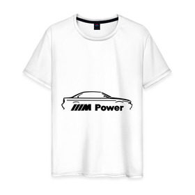 Мужская футболка хлопок с принтом M power в Екатеринбурге, 100% хлопок | прямой крой, круглый вырез горловины, длина до линии бедер, слегка спущенное плечо. | bmw | joy | toplanding | авто | бмв | бренд | бэха | логотип
