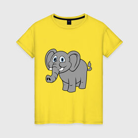 Женская футболка хлопок с принтом Милый слоник в Екатеринбурге, 100% хлопок | прямой крой, круглый вырез горловины, длина до линии бедер, слегка спущенное плечо | слон