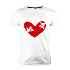 Мужская футболка премиум с принтом Сердце занято в Екатеринбурге, 92% хлопок, 8% лайкра | приталенный силуэт, круглый вырез ворота, длина до линии бедра, короткий рукав | глаза | занято | мое | руки | сердце