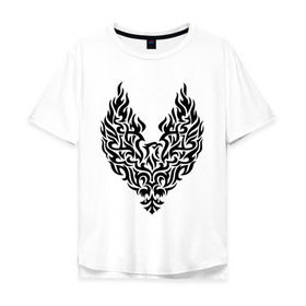 Мужская футболка хлопок Oversize с принтом Огненный феникс в Екатеринбурге, 100% хлопок | свободный крой, круглый ворот, “спинка” длиннее передней части | Тематика изображения на принте: возрождение | огонь | пепел | птица | феникс