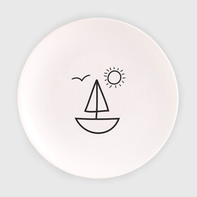 Тарелка 3D с принтом Настроение - море в Екатеринбурге, фарфор | диаметр - 210 мм
диаметр для нанесения принта - 120 мм | корабль | лицо | лодка | море | настроение | парус | птица | рожица | солнце | улыбка | чайка | яхта