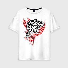 Женская футболка хлопок Oversize с принтом Свирепый оборотень в Екатеринбурге, 100% хлопок | свободный крой, круглый ворот, спущенный рукав, длина до линии бедер
 | вервольф | волк | оборотень | свирепый | тату
