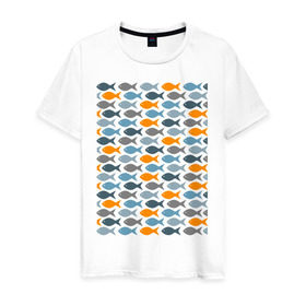 Мужская футболка хлопок с принтом Рыбки в Екатеринбурге, 100% хлопок | прямой крой, круглый вырез горловины, длина до линии бедер, слегка спущенное плечо. | рыба | рыбалка | туризм