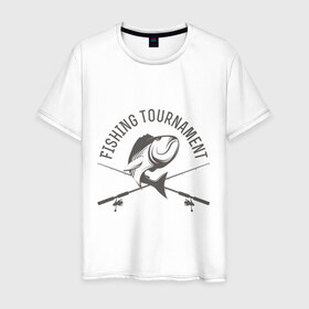 Мужская футболка хлопок с принтом Турнир по рыбалке в Екатеринбурге, 100% хлопок | прямой крой, круглый вырез горловины, длина до линии бедер, слегка спущенное плечо. | 