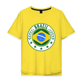 Мужская футболка хлопок Oversize с принтом Brazil - Бразилия ЧМ-2014 в Екатеринбурге, 100% хлопок | свободный крой, круглый ворот, “спинка” длиннее передней части | бразилия