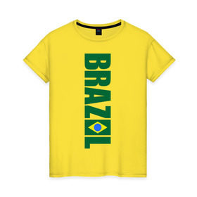 Женская футболка хлопок с принтом Футбол Бразилия в Екатеринбурге, 100% хлопок | прямой крой, круглый вырез горловины, длина до линии бедер, слегка спущенное плечо | бразилия