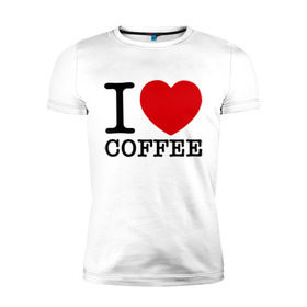 Мужская футболка премиум с принтом I love coffee в Екатеринбурге, 92% хлопок, 8% лайкра | приталенный силуэт, круглый вырез ворота, длина до линии бедра, короткий рукав | coffee | heart | love | кофе | люблю | сердце
