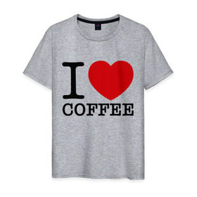 Мужская футболка хлопок с принтом I love coffee в Екатеринбурге, 100% хлопок | прямой крой, круглый вырез горловины, длина до линии бедер, слегка спущенное плечо. | Тематика изображения на принте: coffee | heart | love | кофе | люблю | сердце