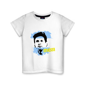 Детская футболка хлопок с принтом Месси (Messi) в Екатеринбурге, 100% хлопок | круглый вырез горловины, полуприлегающий силуэт, длина до линии бедер | argentina | football | lionel | messi | аргентина | футбол