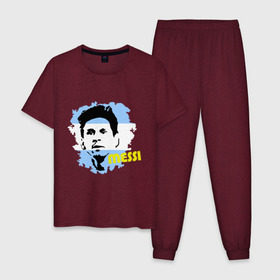 Мужская пижама хлопок с принтом Месси (Messi) в Екатеринбурге, 100% хлопок | брюки и футболка прямого кроя, без карманов, на брюках мягкая резинка на поясе и по низу штанин
 | argentina | football | lionel | messi | аргентина | футбол