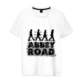 Мужская футболка хлопок с принтом Abbey Road в Екатеринбурге, 100% хлопок | прямой крой, круглый вырез горловины, длина до линии бедер, слегка спущенное плечо. | Тематика изображения на принте: 