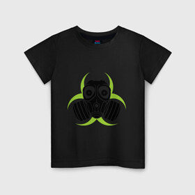 Детская футболка хлопок с принтом Радиация и противогаз в Екатеринбурге, 100% хлопок | круглый вырез горловины, полуприлегающий силуэт, длина до линии бедер | биологическая | опасность | противогаз | радиация | респиратор