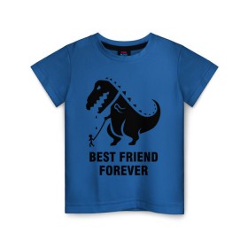 Детская футболка хлопок с принтом Годзилла Best friend в Екатеринбурге, 100% хлопок | круглый вырез горловины, полуприлегающий силуэт, длина до линии бедер | Тематика изображения на принте: годзилла | динозавр | друг | лучший | навек | навсегда | тираннозавр