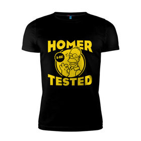 Мужская футболка премиум с принтом Homer tested в Екатеринбурге, 92% хлопок, 8% лайкра | приталенный силуэт, круглый вырез ворота, длина до линии бедра, короткий рукав | гомер