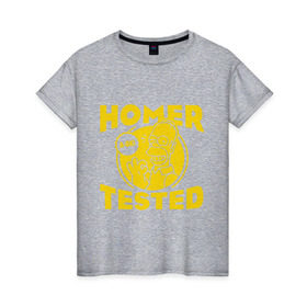 Женская футболка хлопок с принтом Homer tested в Екатеринбурге, 100% хлопок | прямой крой, круглый вырез горловины, длина до линии бедер, слегка спущенное плечо | гомер