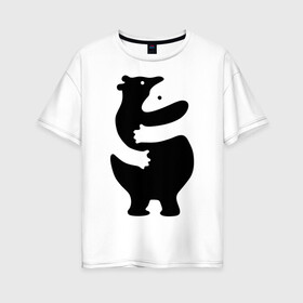 Женская футболка хлопок Oversize с принтом Медвежий Инь-Янь в Екатеринбурге, 100% хлопок | свободный крой, круглый ворот, спущенный рукав, длина до линии бедер
 | медведь | обнимашки | объятия