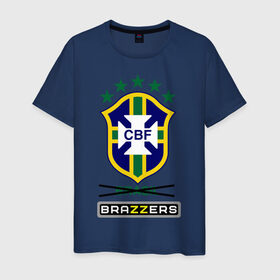 Мужская футболка хлопок с принтом Сборная Бразилии по футболу в Екатеринбурге, 100% хлопок | прямой крой, круглый вырез горловины, длина до линии бедер, слегка спущенное плечо. | brazzers | бразилия