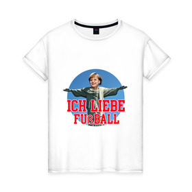 Женская футболка хлопок с принтом Ich liebe bubball в Екатеринбурге, 100% хлопок | прямой крой, круглый вырез горловины, длина до линии бедер, слегка спущенное плечо | бразилия