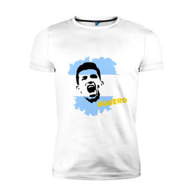 Мужская футболка премиум с принтом Серхио Агуэро (Sergio Aguero) в Екатеринбурге, 92% хлопок, 8% лайкра | приталенный силуэт, круглый вырез ворота, длина до линии бедра, короткий рукав | мяч | спорт | футбол