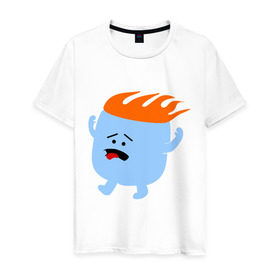 Мужская футболка хлопок с принтом Зефирка в огне в Екатеринбурге, 100% хлопок | прямой крой, круглый вырез горловины, длина до линии бедер, слегка спущенное плечо. | горит | зефир | конфета | огонь | паника | пламя