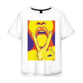 Мужская футболка хлопок Oversize с принтом V-tongue в Екатеринбурге, 100% хлопок | свободный крой, круглый ворот, “спинка” длиннее передней части | 