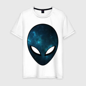 Мужская футболка хлопок с принтом Инопланетный разум в Екатеринбурге, 100% хлопок | прямой крой, круглый вырез горловины, длина до линии бедер, слегка спущенное плечо. | астронавт | галактика | голова | звезды | инопланетянин | космос | пришелец