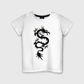 Детская футболка хлопок с принтом Разъярённый дракон в Екатеринбурге, 100% хлопок | круглый вырез горловины, полуприлегающий силуэт, длина до линии бедер | dragon | furious | tattoo | дракон | разъярённый | тату